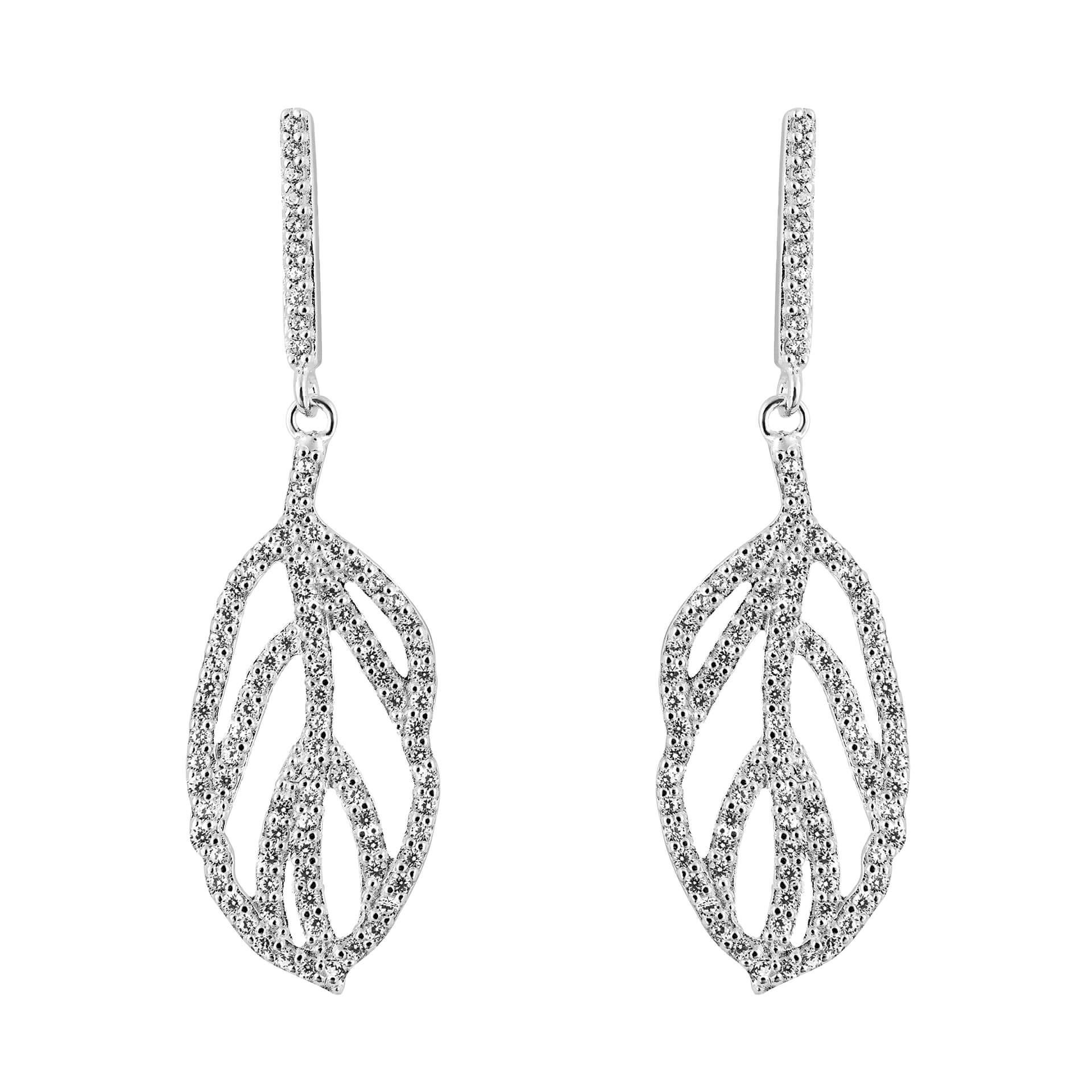 Beginnings Organic Leaf Drop Earrings with Cubic Zirconia
