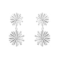Beginnings Stylised Double Flower Drop Earrings with Cubic Zirconia