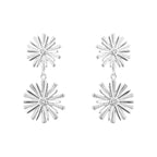 Beginnings Stylised Double Flower Drop Earrings with Cubic Zirconia