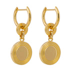 Beginnings Ridged Disc Assembled Hoop Earrings with Yellow Gold Plating
