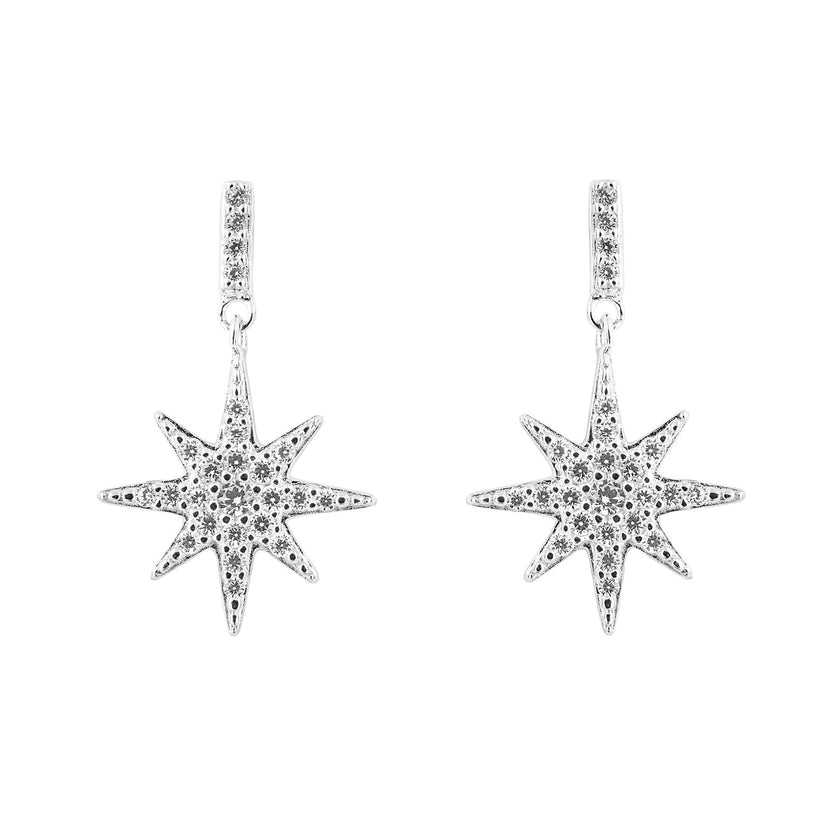 Beginnings Starburst Drop Earrings with Pave Cubic Zirconia