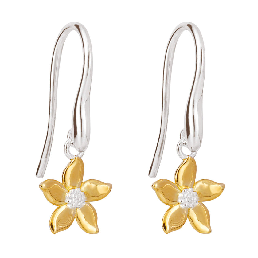 Beginnings Jasmine Flower Drop Earrings with Yellow Gold Plating
