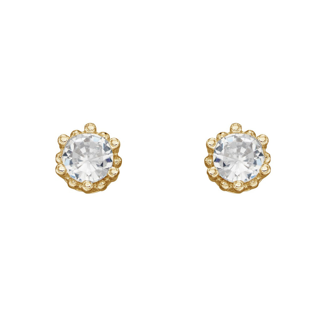 Beginnings Dotted Edge Round Stud Earrings