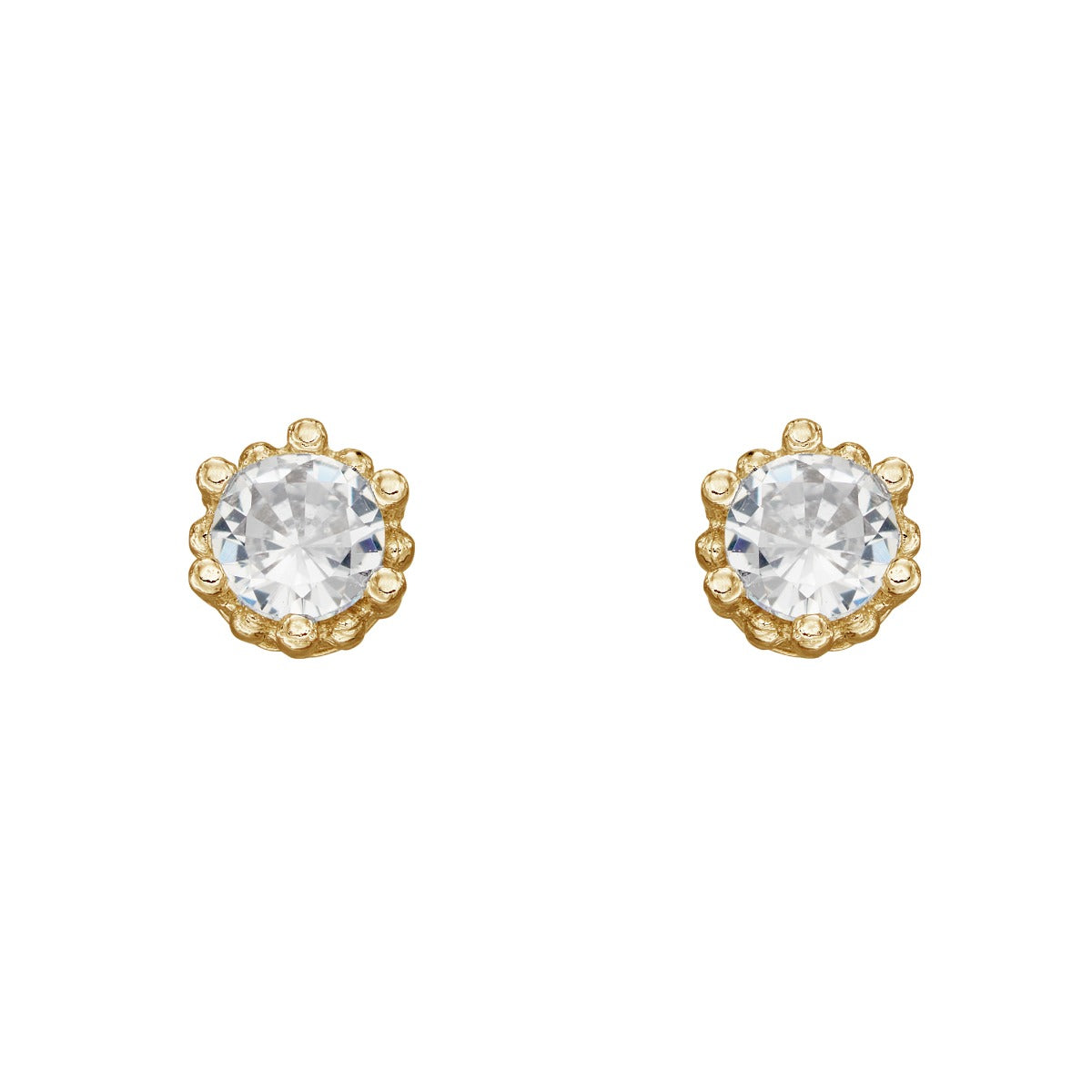 Beginnings Dotted Edge Round Stud Earrings