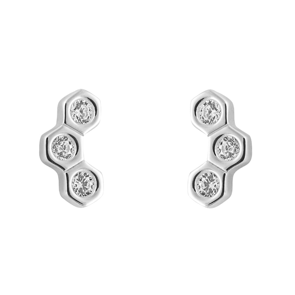 Beginnings Honeycomb Stud Earrings with Cubic Zirconia