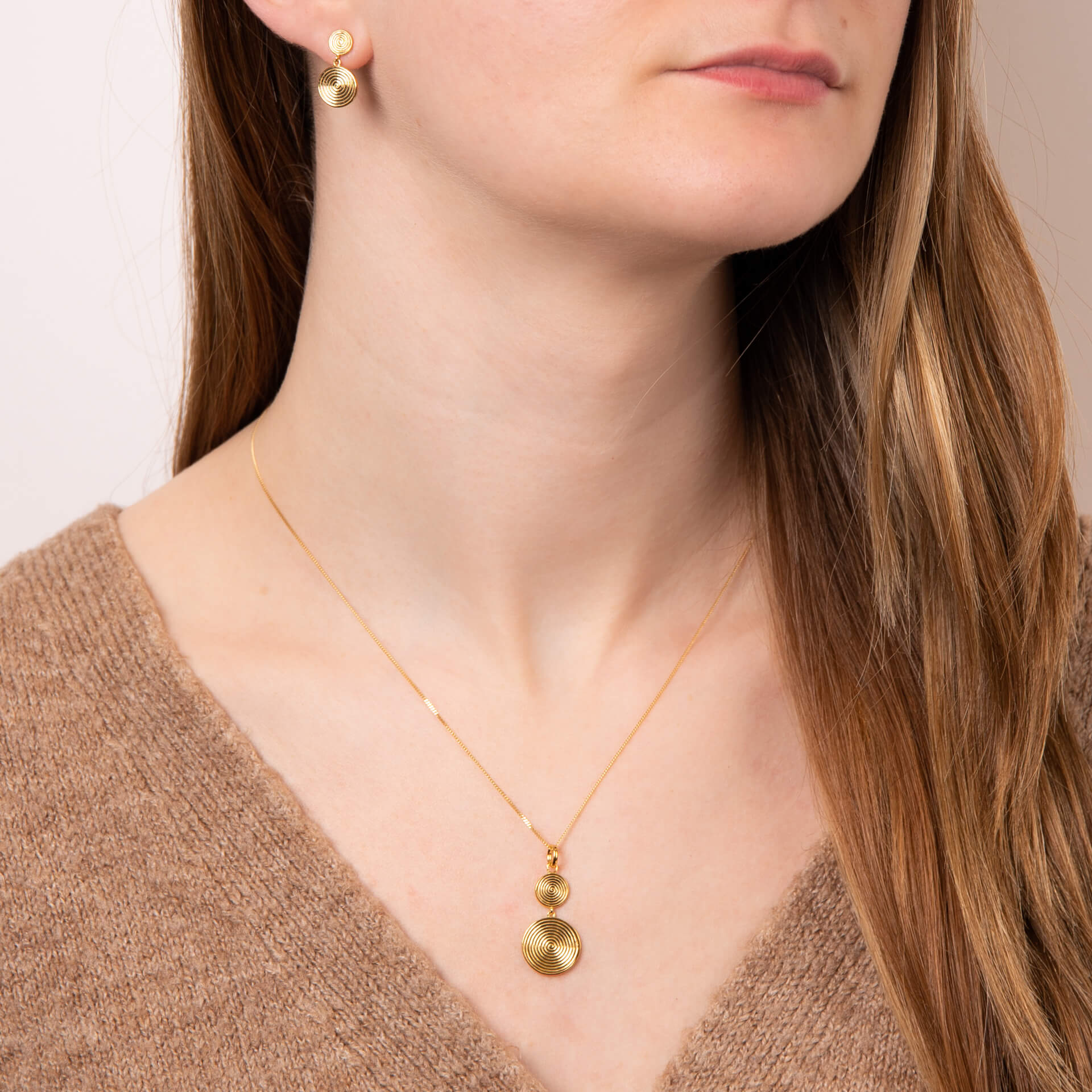 Beginnings Double Spiral Disc Drop Earrings
