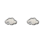 D For Diamond Pearlised Enamel Cloud Stud Earrings with Diamond