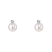 D For Diamond Pearl Stud Earrings with Diamond