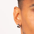 Fred Bennett Black Enamel Stripe Hoop Earrings