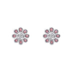 D For Diamond Pink Flower Stud Earrings with Diamond