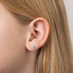 D For Diamond Pink Flower Stud Earrings with Diamond