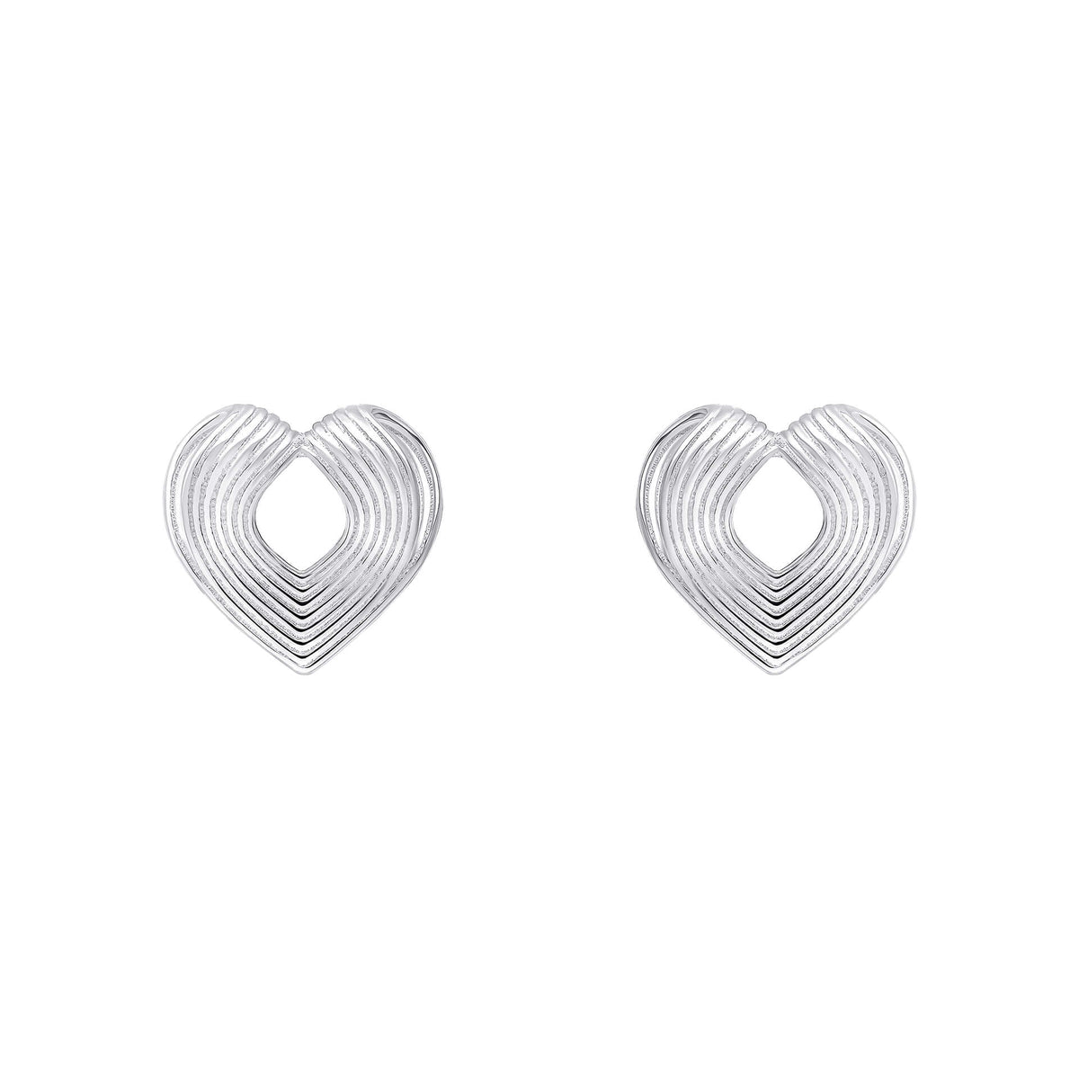 Beginnings Ridged Heart Stud Earrings