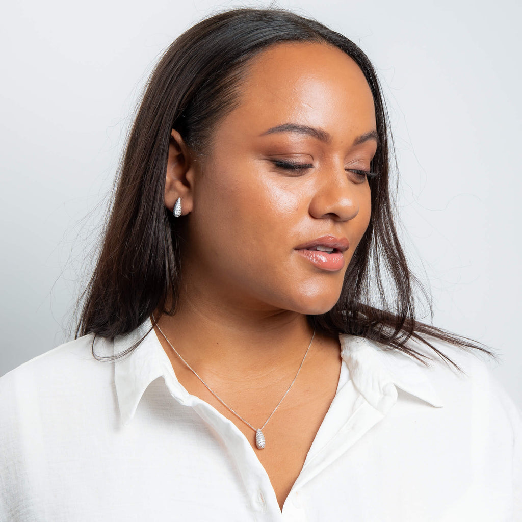 Beginnings Channel Set Droplet Stud Earrings