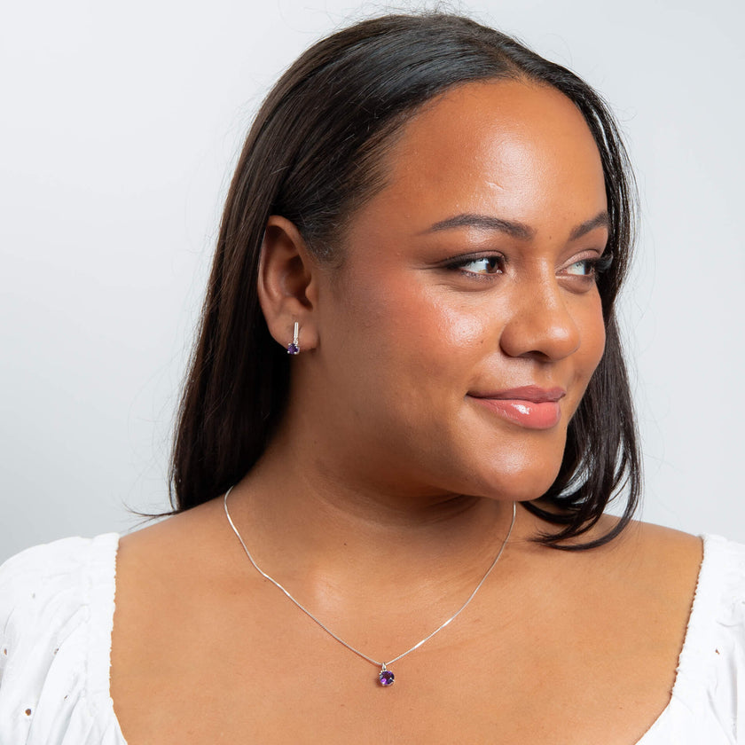 Beginnings Round Semi Precious Drop Stud Earrings