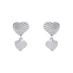 Beginnings Diamond Cut Double Heart Drop Earrings