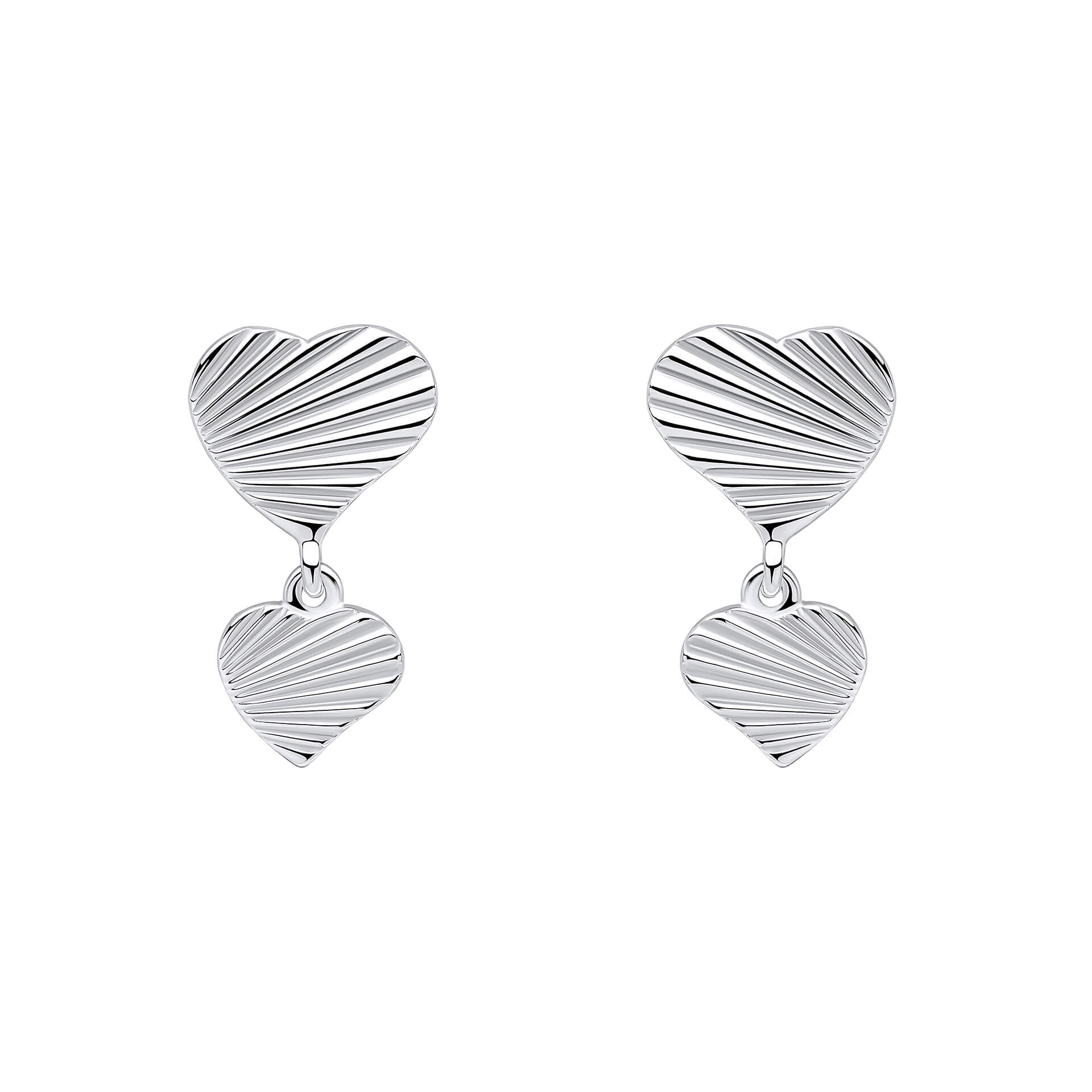 Beginnings Diamond Cut Double Heart Drop Earrings