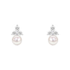 Beginnings Shell Pearl Stud Earrings with Cubic Zirconia
