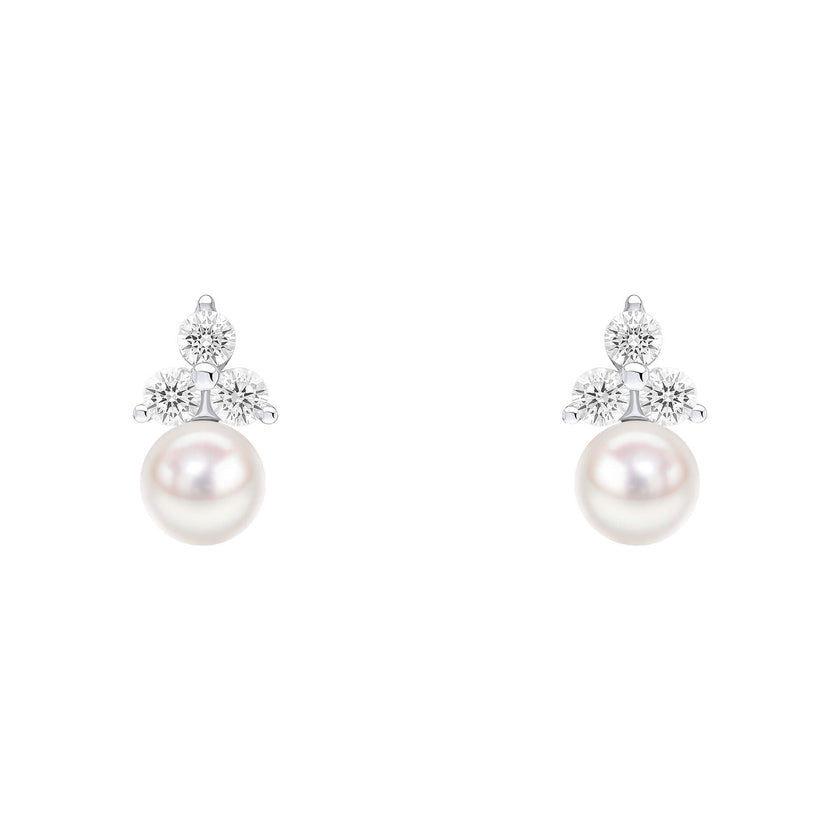 Beginnings Shell Pearl Stud Earrings with Cubic Zirconia