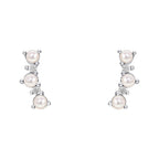 Beginnings Curved Freshwater Pearl and Cubic Zirconia Crawler Earrings