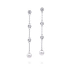 Diamonfire Zirconia and Shell Pearl Chain Drop Earrings