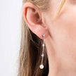 Diamonfire Zirconia and Shell Pearl Chain Drop Earrings