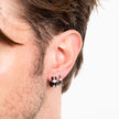 Fred Bennett Stainless Steel and Black Detail Hoop Earrings