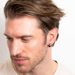Fred Bennett Stainless Steel and Black Detail Hoop Earrings