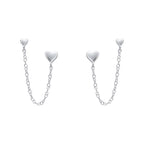 Beginnings Heart Chain Connector Double Stud Earrings