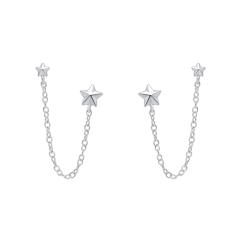 Beginnings Star Chain Connector Double Stud Earrings