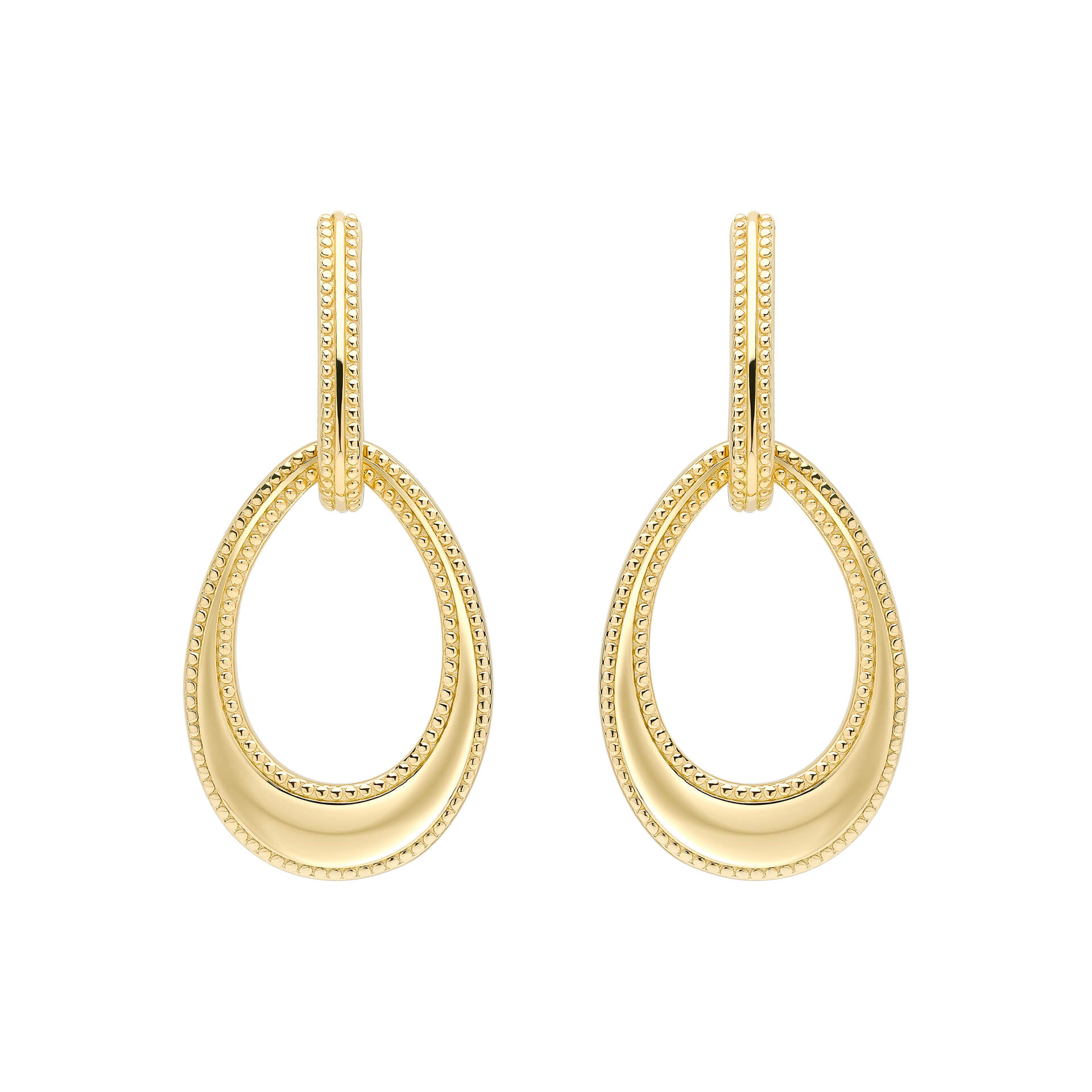 Beginnings Open Teardrop Earrings with Millegrain Edge