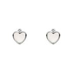 D For Diamond Mother of Pearl Heart Stud Earrings with Diamond