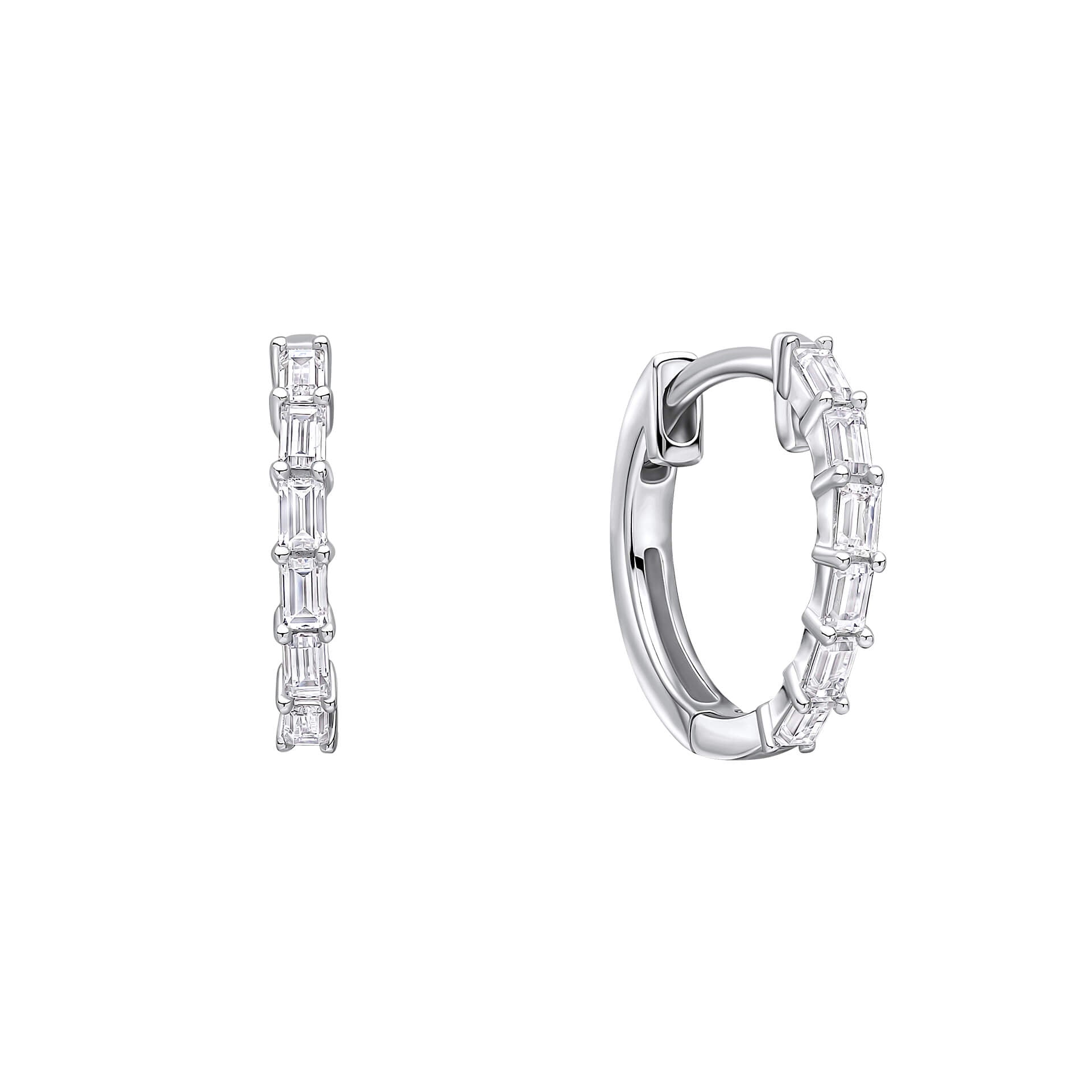 Diamonfire Baguette Zirconia Hoop Earrings