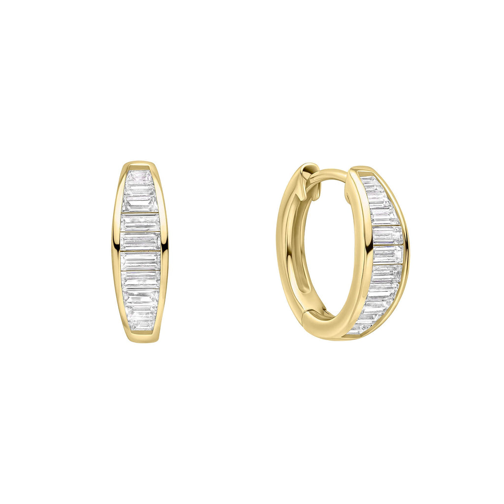 Diamonfire Channel Set Baguette Zirconia Hoop Earrings