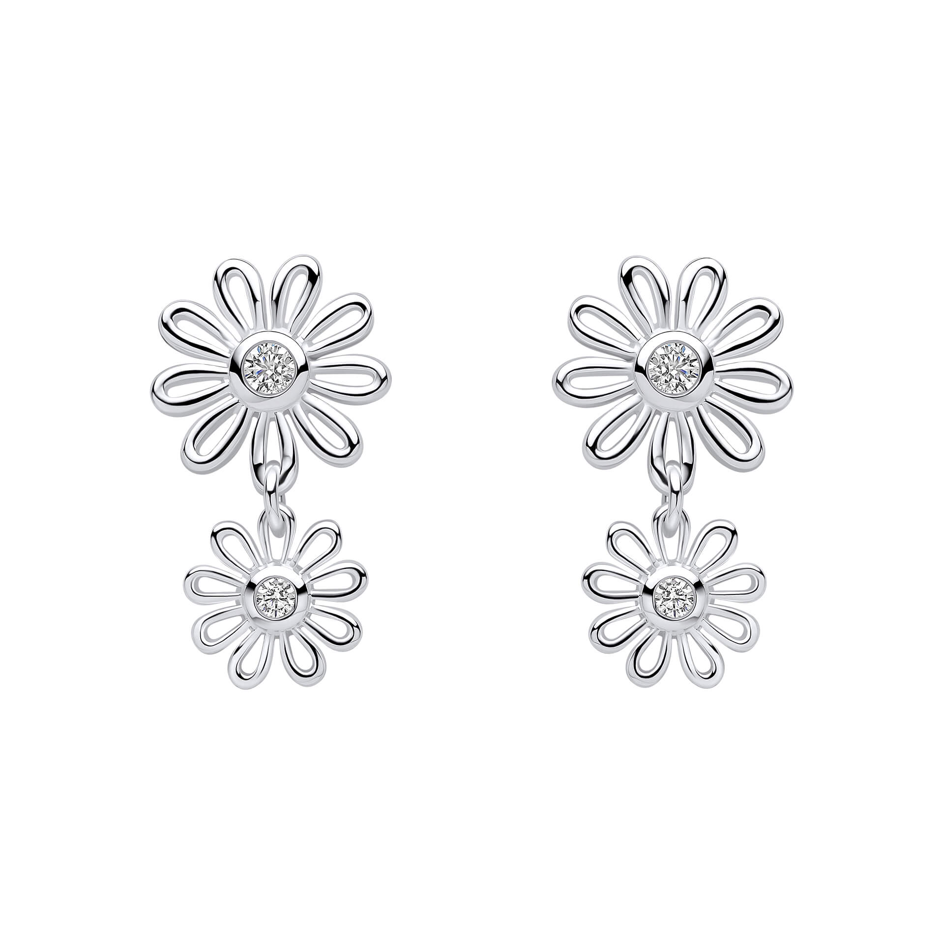 Laura Ashley Silver Thorncliff Daisy Drop Earrings