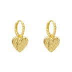 Laura Ashley Silver Picnic Basket Weave Heart Hoop Earrings