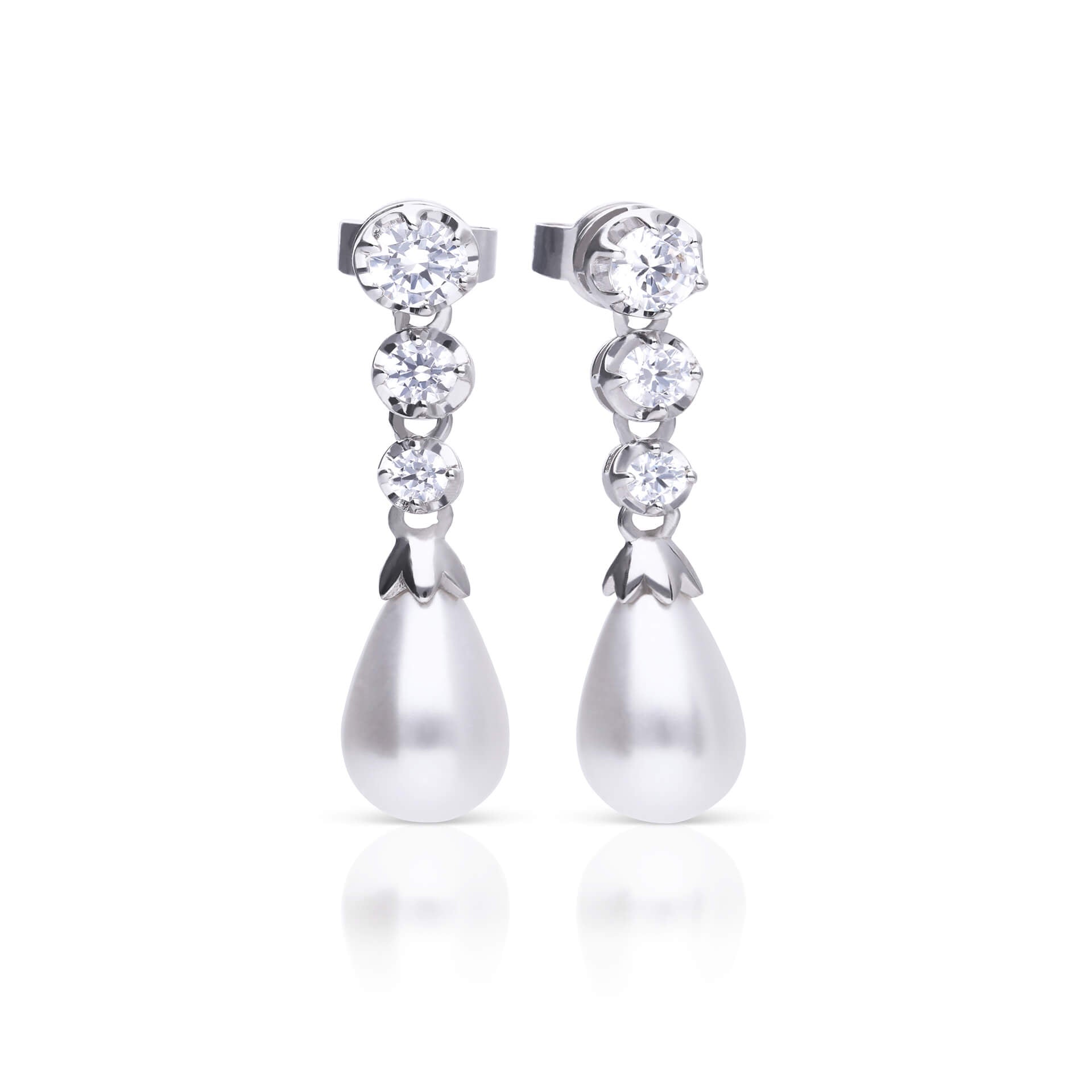 Diamonfire Statement Zirconia Drop Earrings Shell Pearl