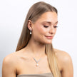 Diamonfire Statement Zirconia Lined Necklace with Shell Pearl Drop