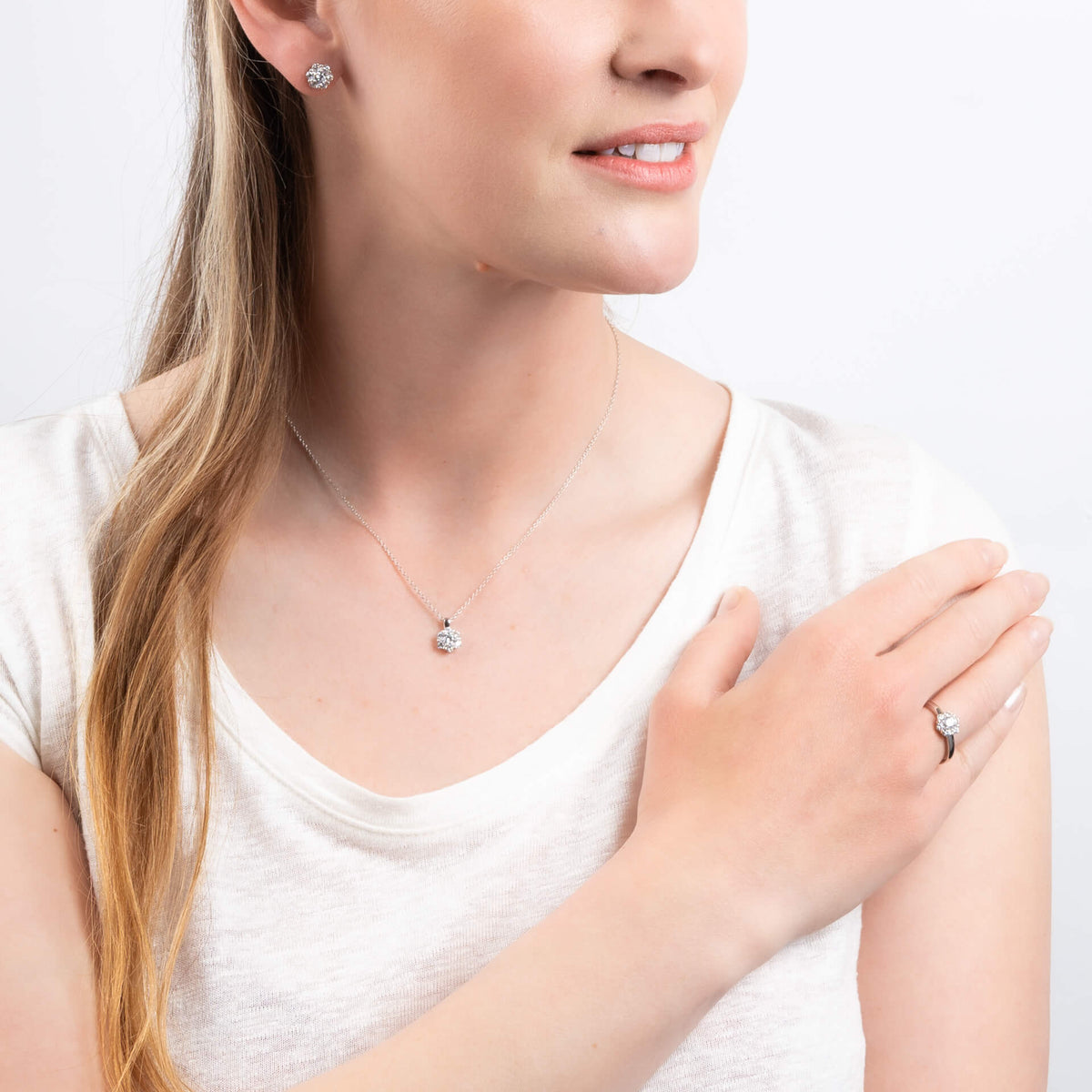 Diamonfire Flower Cluster Stud Earrings