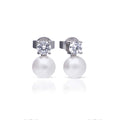 Diamonfire Claw Set Solitaire Zirconia and Shell Pearl Earrings