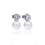 Diamonfire Claw Set Solitaire Zirconia and Shell Pearl Earrings