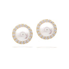 Diamonfire Shell Pearl and Zirconia Halo Stud Earrings