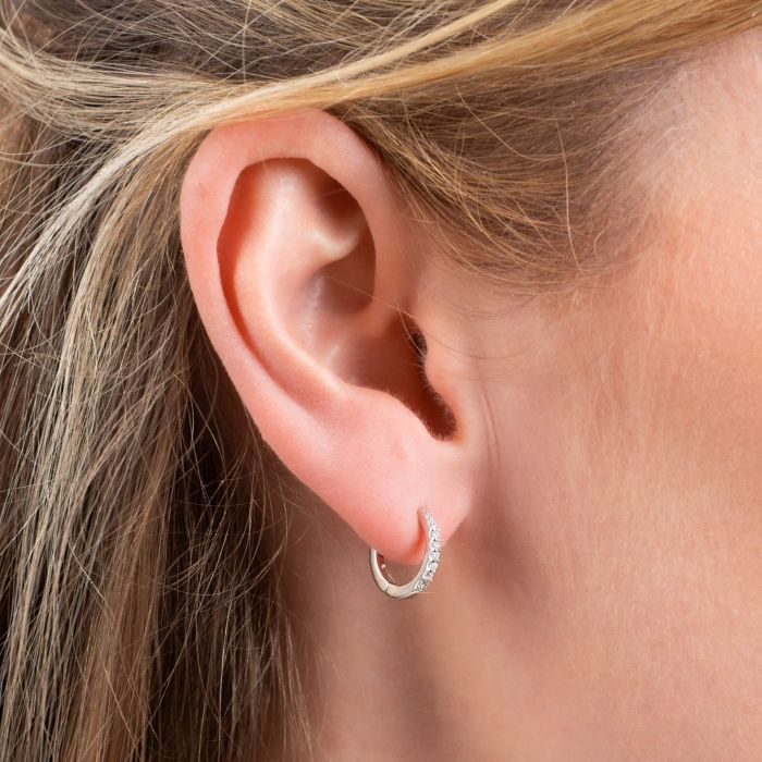 Diamonfire Medium Claw Set Zirconia Hoop Earrings