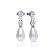 Diamonfire Alternating Shell Pearl and Zirconia Drop Earrings