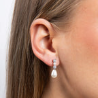Diamonfire Alternating Shell Pearl and Zirconia Drop Earrings