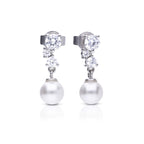 Diamonfire Shell Pearl Drop Earrings with Zirconia Cluster
