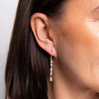 Diamonfire Teardrop Front Stud and Back Drop Earrings