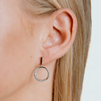 Diamonfire Half Pave Open Circle Earrings