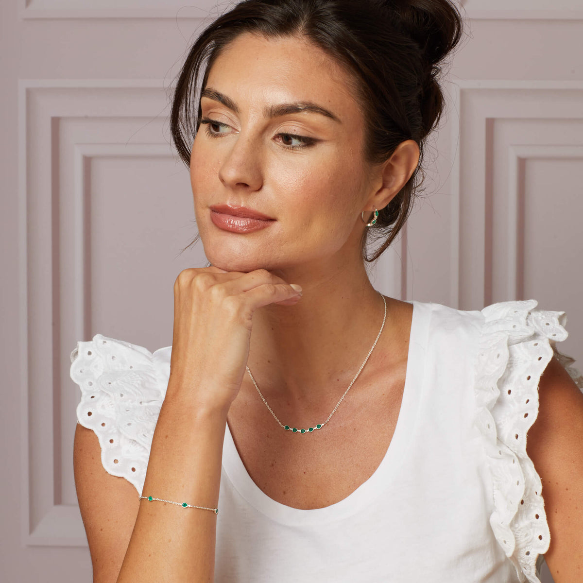 Laura Ashley Silver Thornage Flowers Hoop Earrings