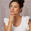 Laura Ashley Silver Thornage Flowers Hoop Earrings