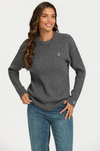 Smiley Face Embroidery Jumper Top In Dark Grey